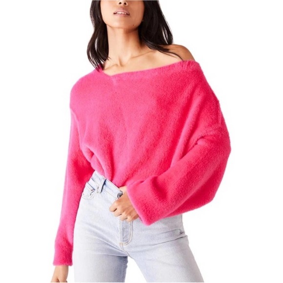 Free People Sweaters - Free People Star Sign Pink Fuzzy Boxy Sweater